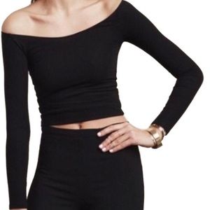 Reformation Black Off the Shoulder Top
